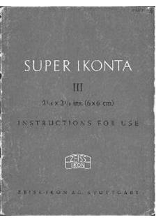 Zeiss Ikon Super Ikonta 3 manual. Camera Instructions.